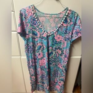 Good used condition classic Lilly XL cotton dress with cute Pom poms